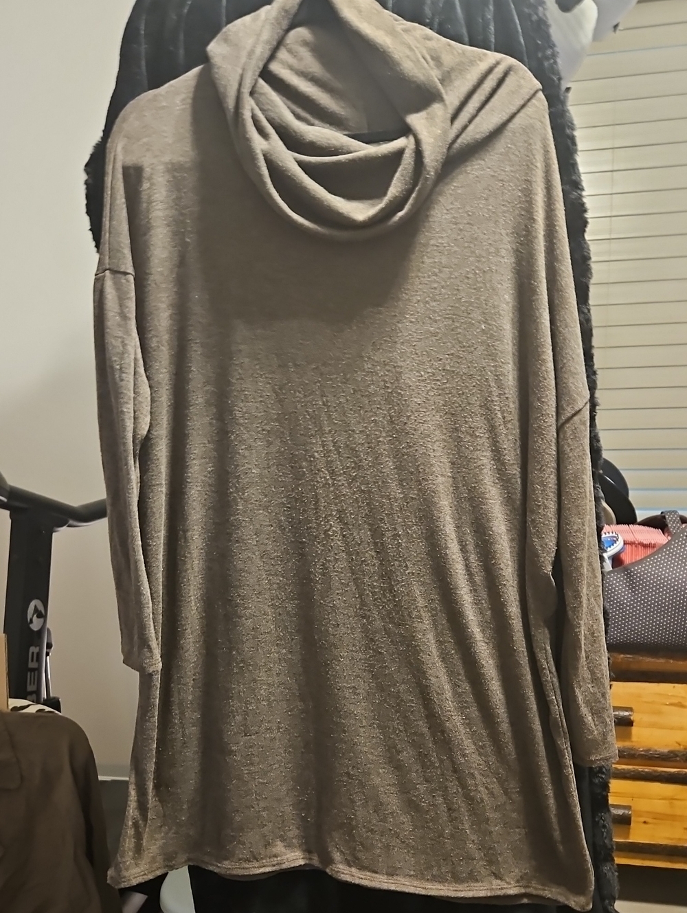 L&B Olive-Taupe Cowl Neck Long Sleeve Sweater